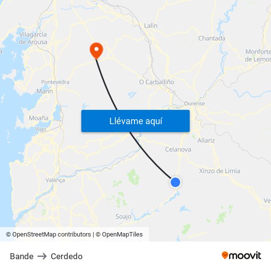 Bande to Cerdedo map