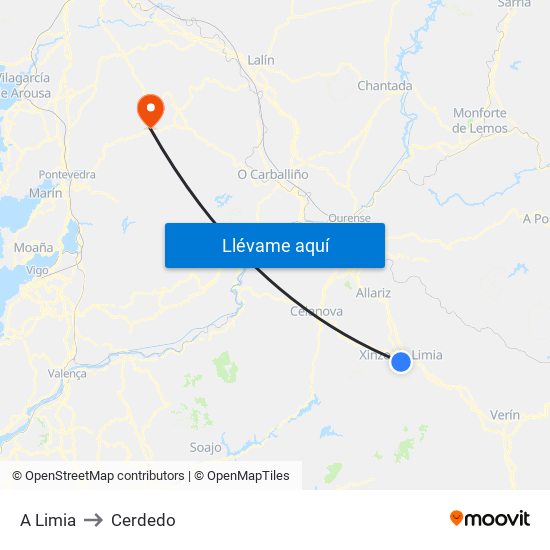 A Limia to Cerdedo map