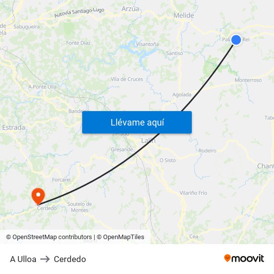 A Ulloa to Cerdedo map