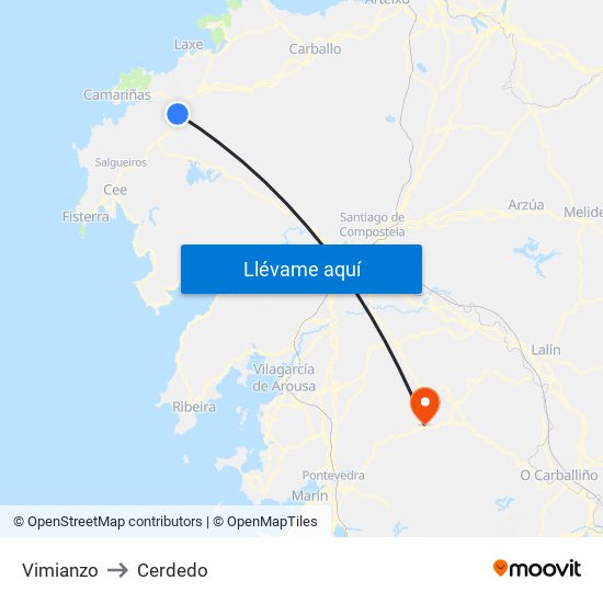 Vimianzo to Cerdedo map