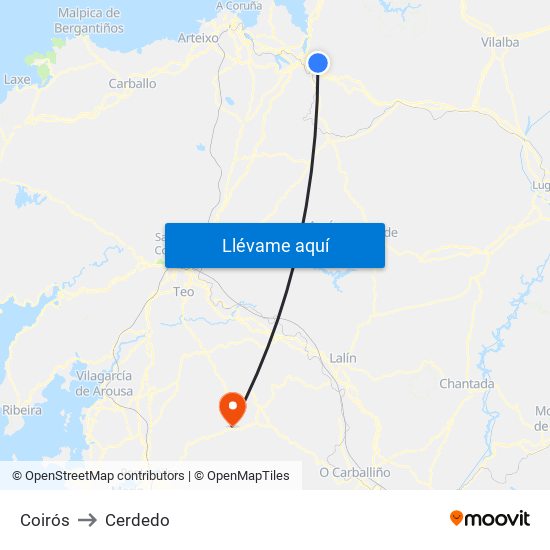 Coirós to Cerdedo map