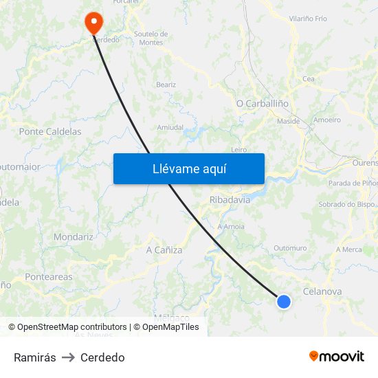 Ramirás to Cerdedo map