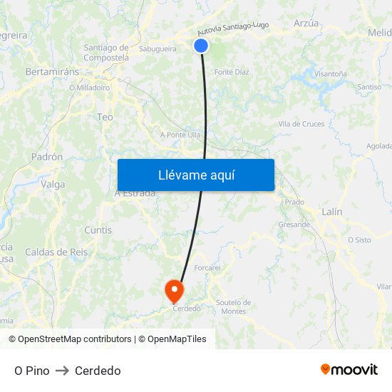 O Pino to Cerdedo map