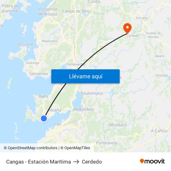 Cangas - Estación Marítima to Cerdedo map