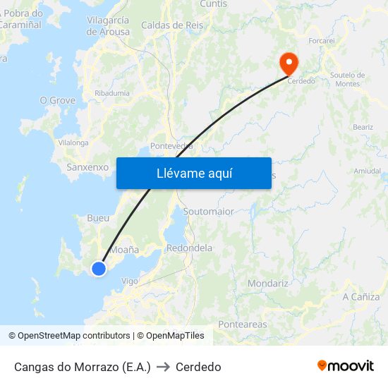 Cangas do Morrazo (E.A.) to Cerdedo map