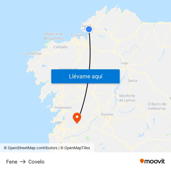 Fene to Covelo map
