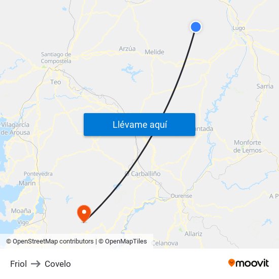 Friol to Covelo map