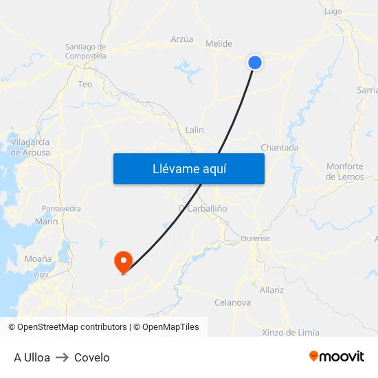 A Ulloa to Covelo map