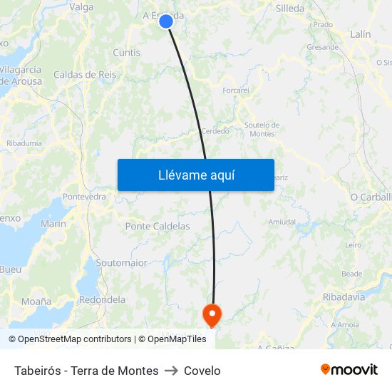 Tabeirós - Terra de Montes to Covelo map