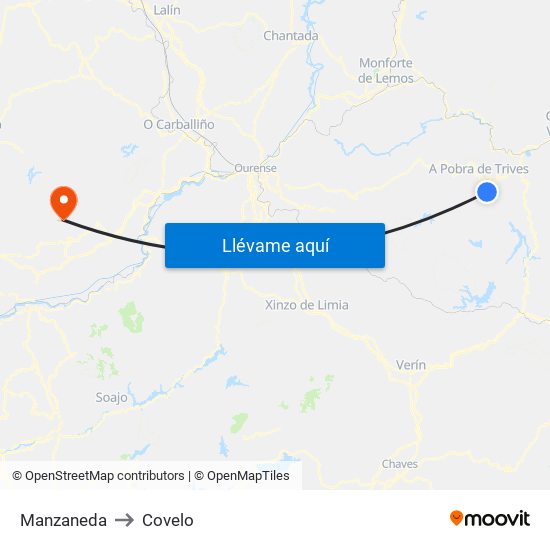 Manzaneda to Covelo map