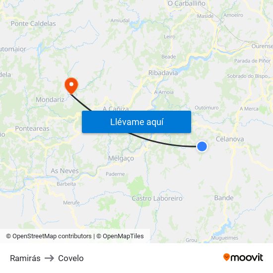 Ramirás to Covelo map