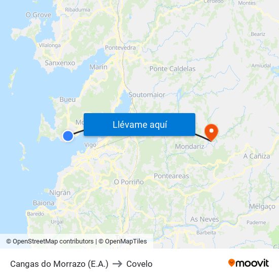 Cangas do Morrazo (E.A.) to Covelo map