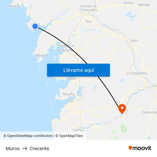 Muros to Crecente map