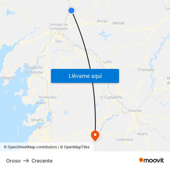 Oroso to Crecente map