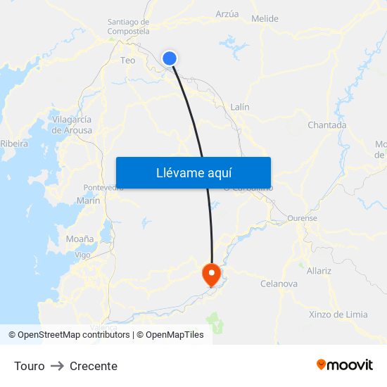 Touro to Crecente map