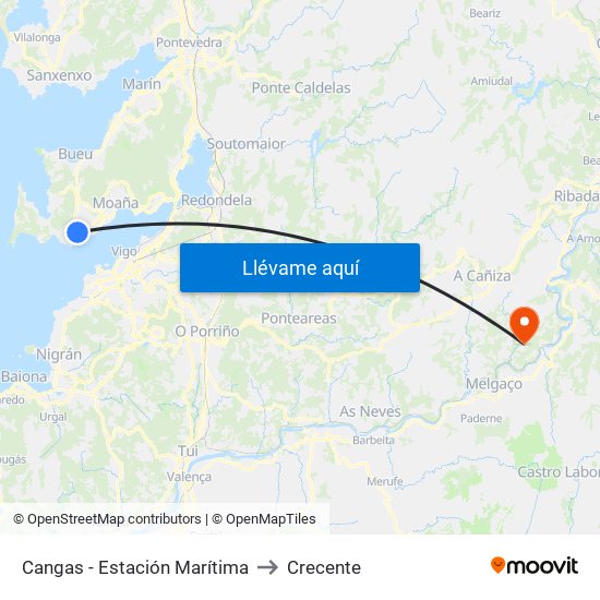 Cangas - Estación Marítima to Crecente map