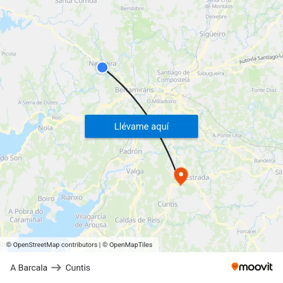 A Barcala to Cuntis map