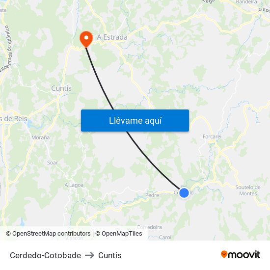 Cerdedo-Cotobade to Cuntis map