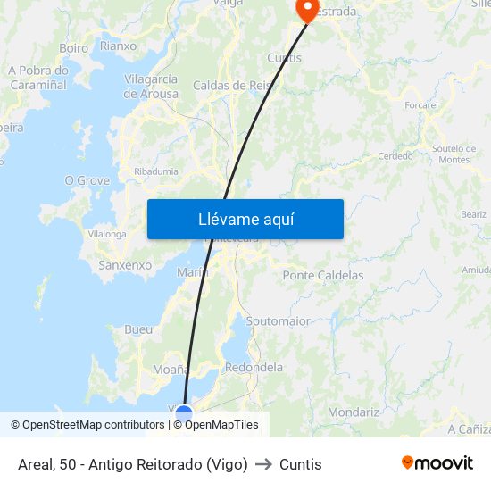Areal, 50 - Antigo Reitorado (Vigo) to Cuntis map