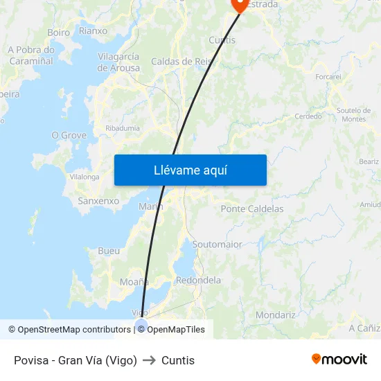 Povisa - Gran Vía (Vigo) to Cuntis map