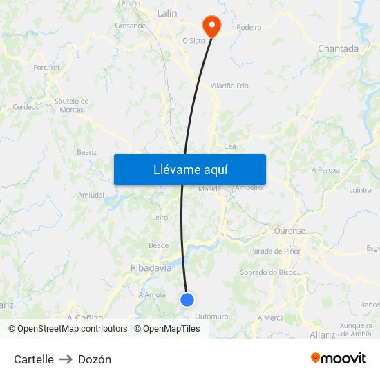Cartelle to Dozón map