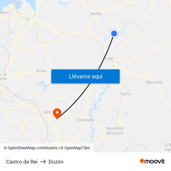 Castro de Rei to Dozón map