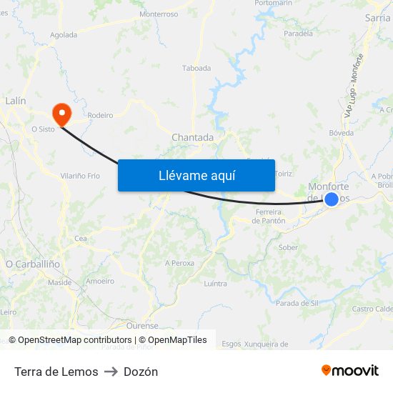 Terra de Lemos to Dozón map