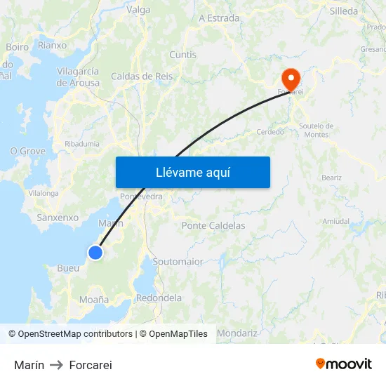 Marín to Forcarei map
