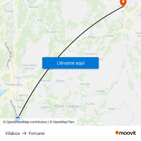 Vilaboa to Forcarei map