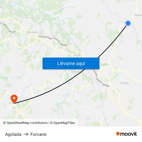 Agolada to Forcarei map