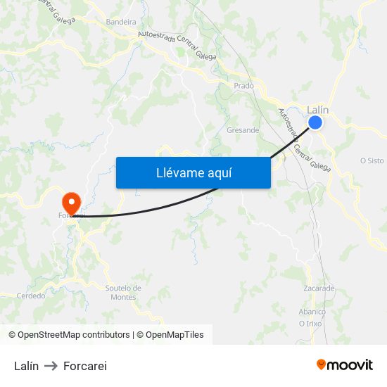 Lalín to Forcarei map