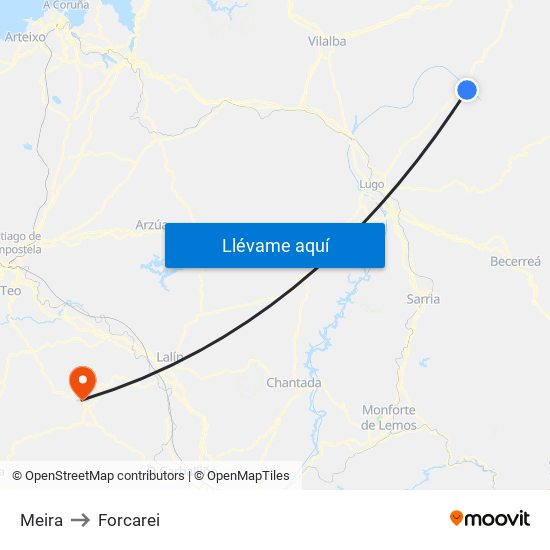 Meira to Forcarei map