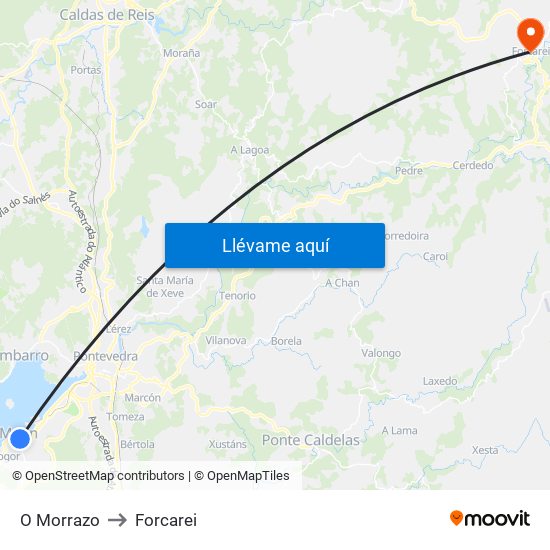 O Morrazo to Forcarei map