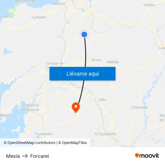 Mesía to Forcarei map