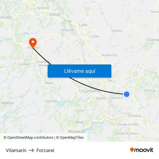 Vilamarín to Forcarei map