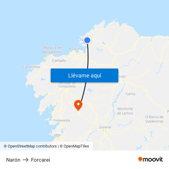 Narón to Forcarei map