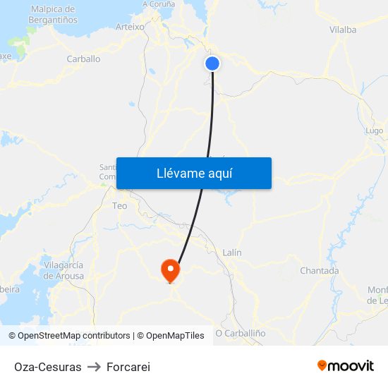 Oza-Cesuras to Forcarei map