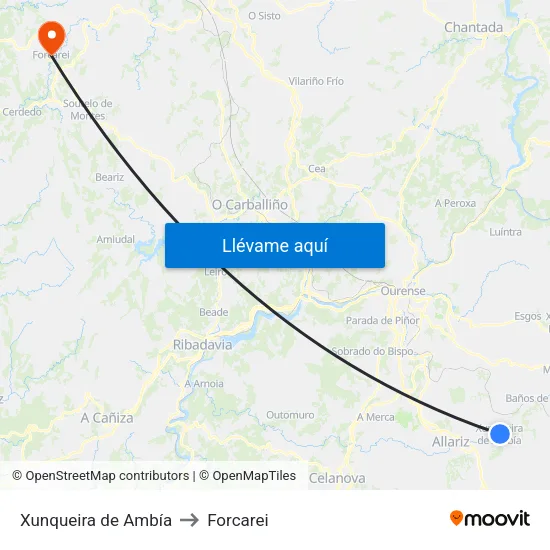 Xunqueira de Ambía to Forcarei map