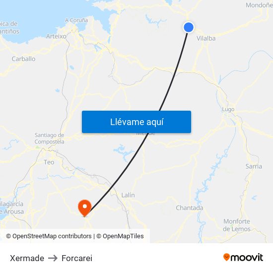 Xermade to Forcarei map