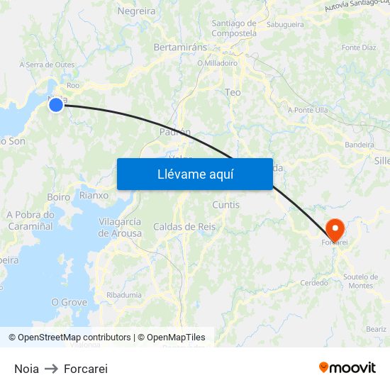 Noia to Forcarei map