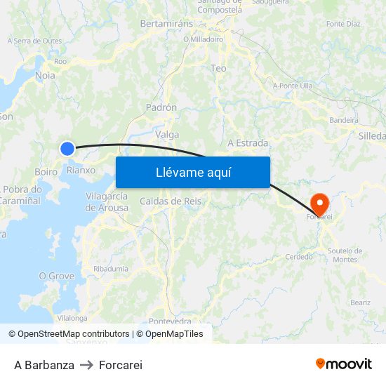 A Barbanza to Forcarei map