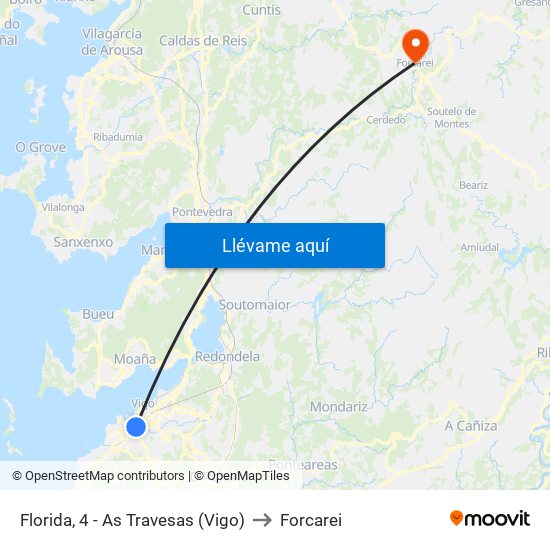 Florida, 4 - As Travesas (Vigo) to Forcarei map