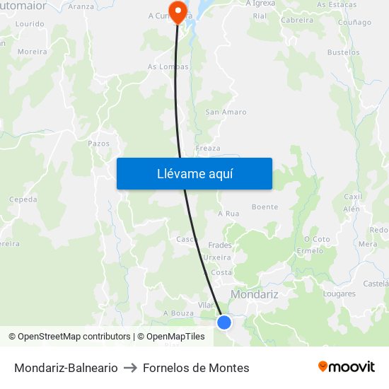 Mondariz-Balneario to Fornelos de Montes map