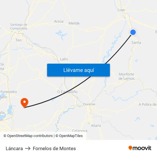 Láncara to Fornelos de Montes map
