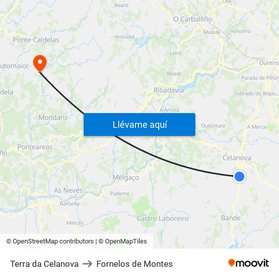 Terra da Celanova to Fornelos de Montes map