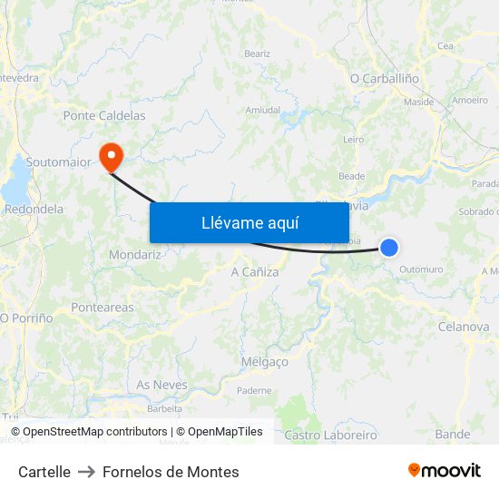 Cartelle to Fornelos de Montes map