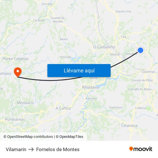 Vilamarín to Fornelos de Montes map