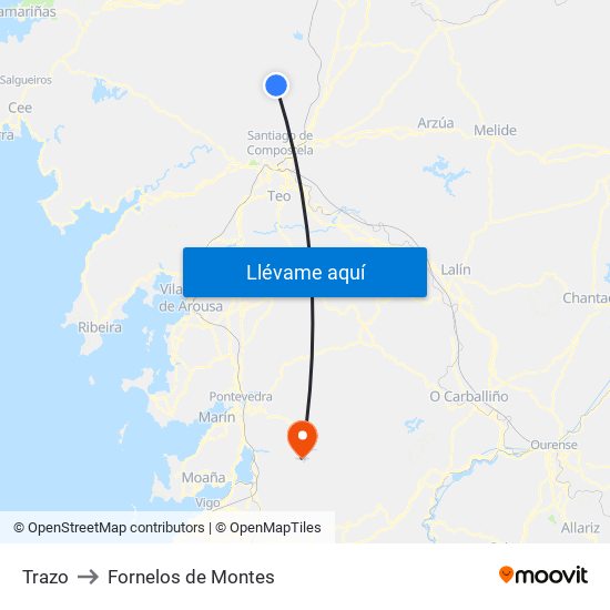 Trazo to Fornelos de Montes map