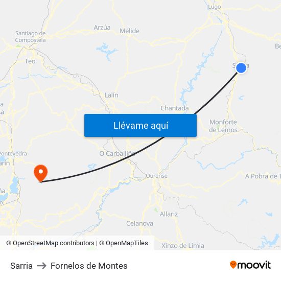 Sarria to Fornelos de Montes map