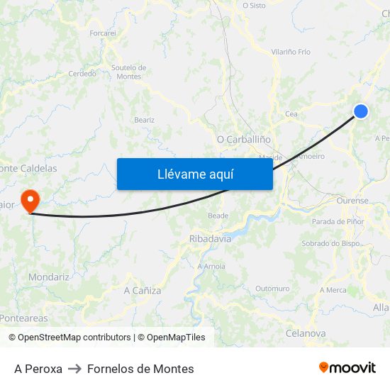 A Peroxa to Fornelos de Montes map